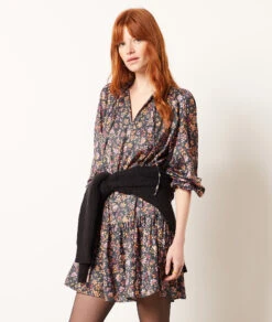 Kurzes Kleid Mit Print GRÜN -Damen mode Geschaft 654038733 6