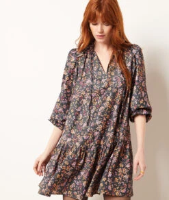 Kurzes Kleid Mit Print GRÜN -Damen mode Geschaft 654038733 c