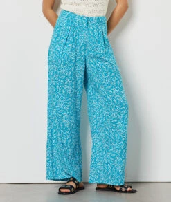 Fließende, Weit Geschnittene Hose TÜRKIS -Damen mode Geschaft 654038930 6