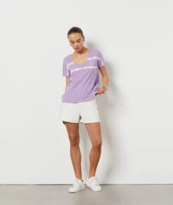 T-shirt Manches Courtes 100% Coton MAUVE -Damen mode Geschaft 654044211 6