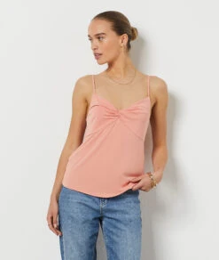 Top Mit Schmalen Trägern ABRIKOSE -Damen mode Geschaft 654044361 b