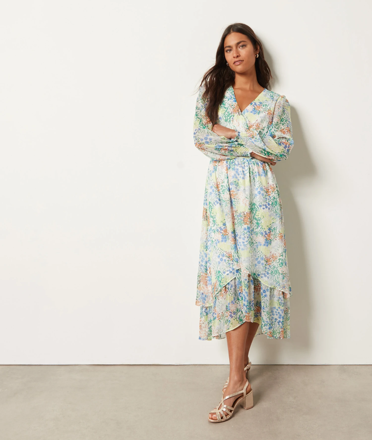 Langes Kleid Mit Print WEISS 3 Langes Kleid Mit Print WEISS