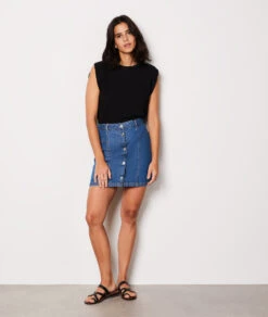 Top Mit Materialeffekt SCHWARZ -Damen mode Geschaft 654045505 6