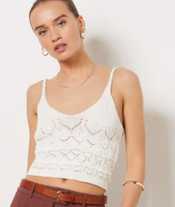 Top In Häkeloptik ECRU -Damen mode Geschaft 654045780 c