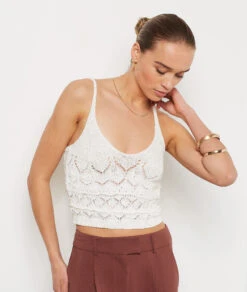 Top In Häkeloptik ECRU -Damen mode Geschaft 654045780 x