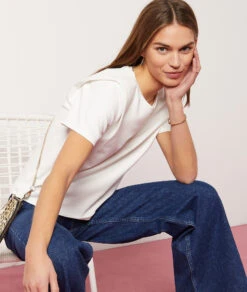 T-Shirt Mit Kurzen Ärmeln ECRU -Damen mode Geschaft 654052180 b