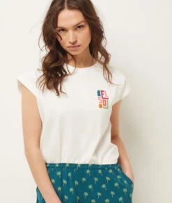 T-Shirt Mit Print ECRU -Damen mode Geschaft 654057380 c