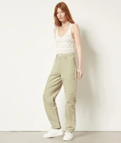 Cargo-Jeans Mit Geradem Schnitt KHAKI -Damen mode Geschaft 654062044 6
