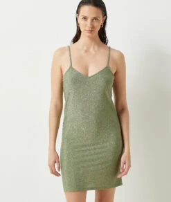 Kleid Mit Freiem Rücken KHAKI -Damen mode Geschaft 654063444 6