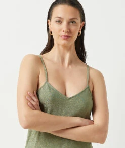 Kleid Mit Freiem Rücken KHAKI -Damen mode Geschaft 654063444 b