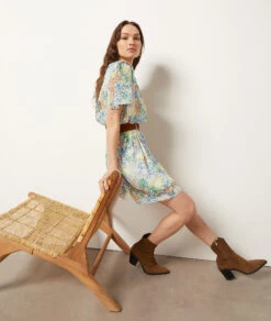 Fließendes Kleid Mit Print WEISS -Damen mode Geschaft 654064006 6