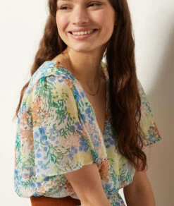 Fließendes Kleid Mit Print WEISS -Damen mode Geschaft 654064006 b