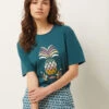 T-Shirt Mit Ananas-Print TANNENGRÜN -Damen mode Geschaft 654064745 x