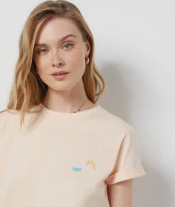 T-Shirt Mit Kurzen Ärmeln, 100 % Baumwolle KORALLE -Damen mode Geschaft 654066062 b