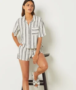 Chemise De Pyjama Rayée IMP FD BLANC