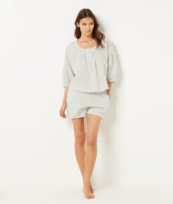Chemise De Pyjama 100% Coton ECRU -Damen mode Geschaft 654068780 6
