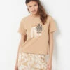 T-Shirt Mit Print Aus 100 % Baumwolle BEIGE -Damen mode Geschaft 654069683 x