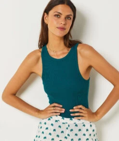 Débardeur De Pyjama Dos Nageur VERT SAPIN -Damen mode Geschaft 654070945 c