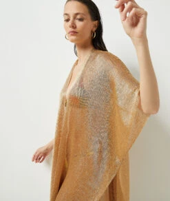 Transparenter Strand-Kimono GOLD -Damen mode Geschaft 654071390 b