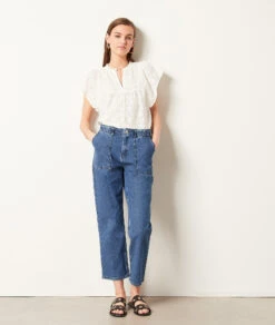Gerade Jeans, 100 % Baumwolle KÖNIGSBLAU -Damen mode Geschaft 654071923 6