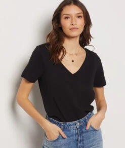 T-shirt Manches Courtes 100% Coton NOIR 10 T-shirt Manches Courtes 100% Coton NOIR -Damen mode Geschaft 654072105 b