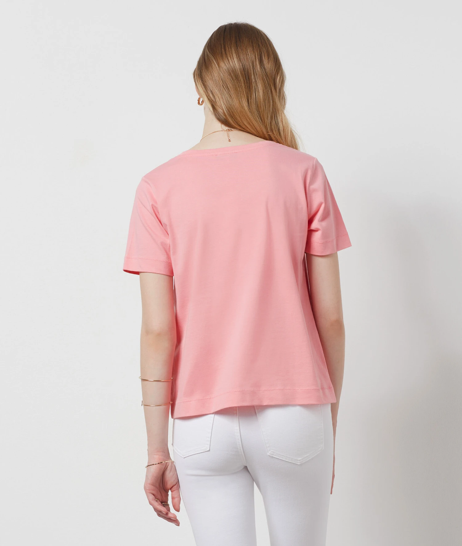 T-Shirt Mit V-Ausschnitt Und Kurzen Ärmeln, 100 % Baumwolle ROSA 4 T-Shirt Mit V-Ausschnitt Und Kurzen Ärmeln, 100 % Baumwolle ROSA – Bild 2