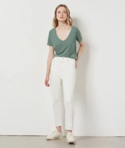 T-shirt Manches Courtes En Lin Mélangé KAKI 9 T-shirt Manches Courtes En Lin Mélangé KAKI -Damen mode Geschaft 654075144 6