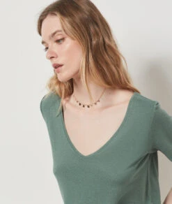 T-shirt Manches Courtes En Lin Mélangé KAKI 10 T-shirt Manches Courtes En Lin Mélangé KAKI -Damen mode Geschaft 654075144 b