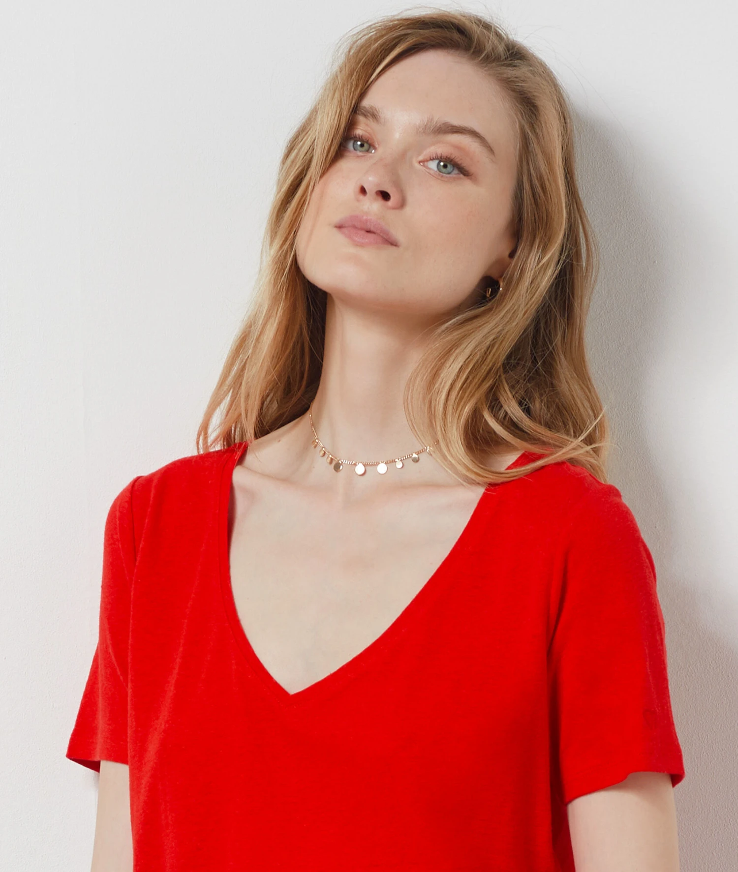 T-Shirt Mit Kurzen Ärmeln Aus Leinenmischgewebe ROT 6 T-Shirt Mit Kurzen Ärmeln Aus Leinenmischgewebe ROT – Bild 4