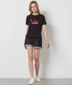 T-Shirt Mit Print Aus 100 % Baumwolle MEHRFARBIG -Damen mode Geschaft 654075890 6