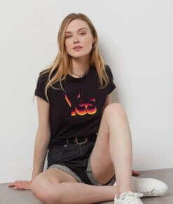 T-Shirt Mit Print Aus 100 % Baumwolle MEHRFARBIG -Damen mode Geschaft 654075890 c