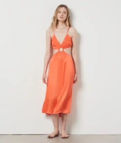 Robe Longue Asymétrique ORANGE -Damen mode Geschaft 654076363 6