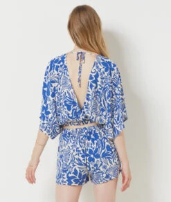 T-Shirt Crop-Top Mit Print KÖNIGSBLAU -Damen mode Geschaft 654078723 a