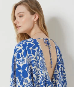 T-Shirt Crop-Top Mit Print KÖNIGSBLAU -Damen mode Geschaft 654078723 b