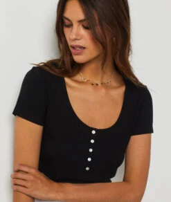 T-shirt Cotelé NOIR -Damen mode Geschaft 654081805 c