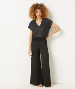 T-shirt Satiné Détails Dentelles NOIR -Damen mode Geschaft 654083905 6