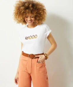 T-Shirt Mit Print Aus 100 % Baumwolle ECRU