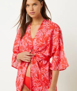 Strandkimono Mit Print KORALLE -Damen mode Geschaft 654095667 b