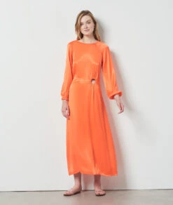 Robe Longue Satiné ORANGE -Damen mode Geschaft 654098463 6