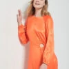 Robe Longue Satiné ORANGE -Damen mode Geschaft 654098463 x
