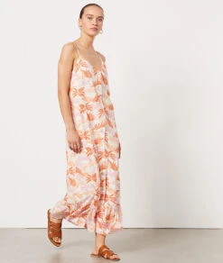 Langes Kleid Mit Print KORALLE -Damen mode Geschaft 654102606 b