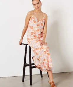 Langes Kleid Mit Print KORALLE -Damen mode Geschaft 654102606 c