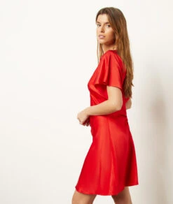 Kurzes, Fließendes Kleid ROT -Damen mode Geschaft 654104573 6