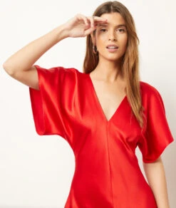 Kurzes, Fließendes Kleid ROT -Damen mode Geschaft 654104573 c