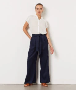 Pantalon Coupe Large MARINE -Damen mode Geschaft 654134025 6