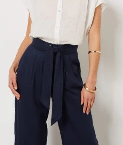 Pantalon Coupe Large MARINE -Damen mode Geschaft 654134025 b