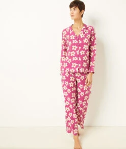 Seidig Schimmerndes Pyjamahemd Mit Print MAUVE -Damen mode Geschaft 654137517 6