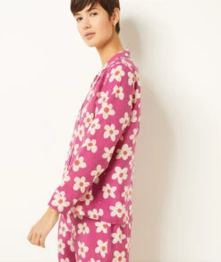 Seidig Schimmerndes Pyjamahemd Mit Print MAUVE