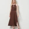 Robe En Lin Mélangé TAUPE 1 Robe En Lin Mélangé TAUPE -Damen mode Geschaft 654137884 x
