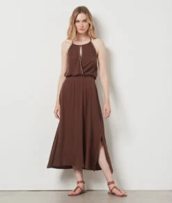 Robe En Lin Mélangé TAUPE